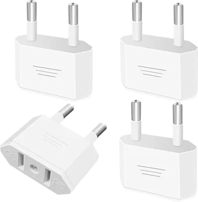 Produktbild von Reiseadapter – Set mit 4 Stück – 250 V – 6 A – 800 W – Adapter von US-Steckdose zu EU-Steckdose – Adapterstecker von USA zu EU