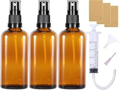 Zdjęcie produktu dla Butelka z rozpylaczem szklana 100 ml do podróży zestaw 3 sztuk
