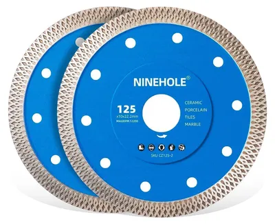 Image de 2 disques de découpe diamant de 125 mm pour carrelage, grès cérame, marbre, céramique et pierre naturelle