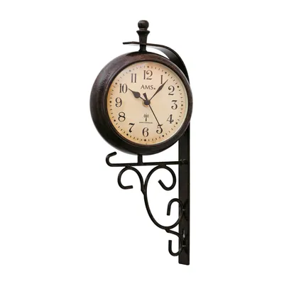 Produktbild von AMS Funk-Wanduhr, Funkwerk und Temperaturanzeige, 18x38x10cm, 5961