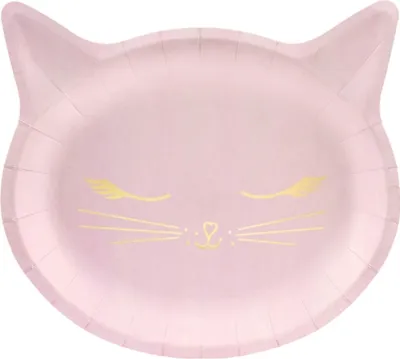 Image de Assiette originale chat Assiette de fête 6 pièces rose 22x20cm - taille unique