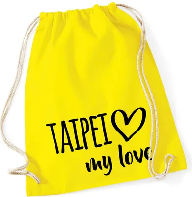 Produktbild von Huuraa Turnbeutel Taipei my love 12 Liter Yellow Baumwolle Rucksack Geschenkidee