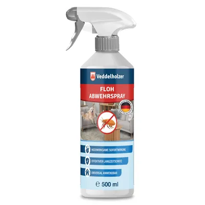 Produktbild von Veddelholzer 500 ml Floh Abwehrspray für Wohnung und Möbel Hochwirksame Sofortwirkung Universal Anwendbar im Haushalt mit Zitroneneukalyptusöl