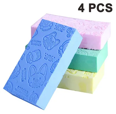Produktbild von 4 Stück Körperpeeling-Schwamm für Babys und Erwachsene, Weicher Badeschwamm aus Schaumstoff, 12,5 x 7 x 3 cm, Sanfte Hautreinigung und Entfernung Abgestorbener Hautzellen