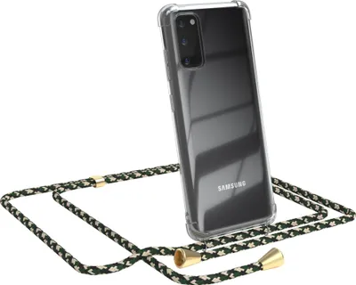 Produktbild von EAZY CASE Handykette kompatibel mit Samsung Galaxy S20, Handyhülle mit Umhängeband, Handykordel, Schutzhülle Clear, Band in Grün