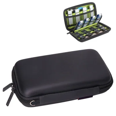 Produktbild von USB Sticks Tasche, Festplattentasche /Aufbewahrungstasche für Festplatte, Organizer für SD Karte, Speicherkarten, Ladekabel etc (Schwarz+Grün)
