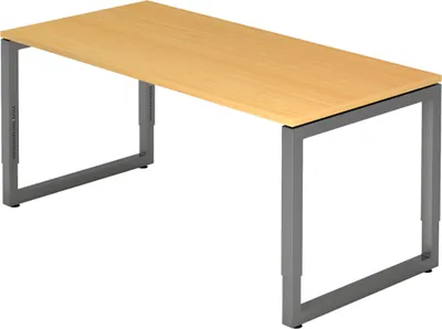 Produktbild von bümö Schreibtisch Serie-R - Nachbildung: Buche, Größe:  160 x 80 cm, Gestell: Graphit