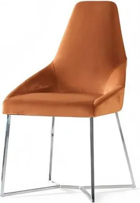 Produktbild von Moderne Polsterstuhl Design Orange Lehnstuhl Stuhl Armlehne Esszimmer Luxus