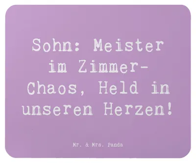 Produktbild von Mr. & Mrs. Panda Mouse Pad Spruch Sohn Chaosheld - Lavendeltraum - Geschenk, Familie, laptop mousepad, Mauspad, herzerwärmende Sprüche, Erziehung, Verwandte, Stolz