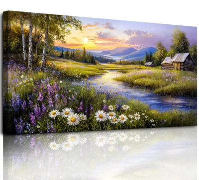 Leinwand-Wandbild Blumenlandschaft 59x119 cm