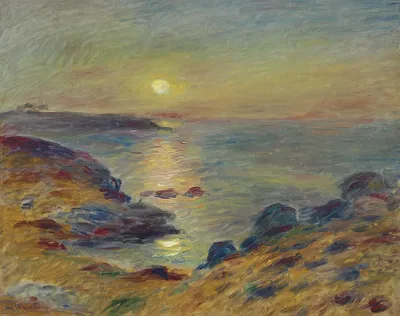 Produktbild von Legendarte - Kunstdruck auf Leinwand - Sonnenuntergang in Douarnenez Pierre Auguste Renoir - Wanddeko, Canvas cm. 80x100