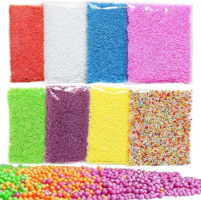 Imagen del producto de Pequeñas bolas de poliestireno, de varios colores, 11 unidades, de 2 a 4 mm, para manualidades