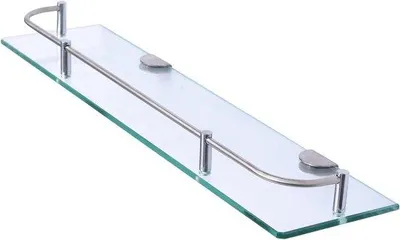 Produktbild von Famanu Duscheinlegeboden - Glas Badregal mit Edelstahlhalterung - 50 cm - Transparent