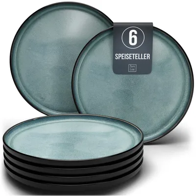 Produktbild von PURE LIVING Ibiza Dark Speiseteller, 6er-Set, Steingut, Petrol