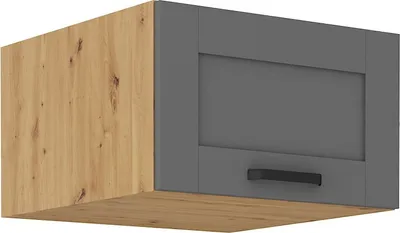 Produktbild von Oberer Tiefschrank mit Flügeltüren LAILI – Breite 60 cm, Grau / Artisan-Eiche
