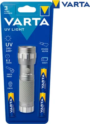 Imagen del producto de Varta 15638 101 421 Varta UV-Taschenlampe mit 3xAAA Batterien 15638101421