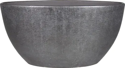 Produktbild von INNA-Glas Ovaler Keramiktopf mit Maserung, schwarz, 49x20x25 cm - Blumengefäß