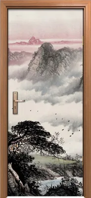 Produktbild von Türposter 80x200 cm Türaufkleber Türtapete Türfolie Klebefolie Chinesische traditionelle Malerei