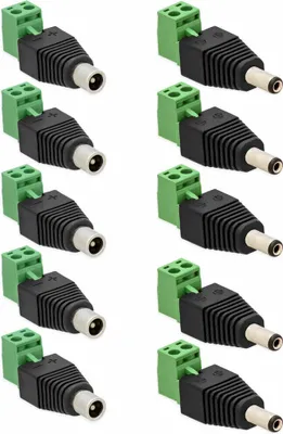 Produktbild von DC Stecker + DC Buchse Adapter >Terminal Block 2 Pin Schraubklemmen Steckbar Set[5x Stecker 5x Buchsen]