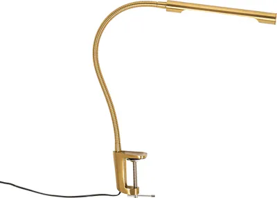 Produktbild von QAZQA - Modern Klemm-SchreibTischleuchte I Tischlampe I Lampe I Leuchte Messing inkl. LED mit Touchdimmer - Lionard Touch-funktion Dimmer I Dimmbar I Wohnzimmer I Schlafzimmer - Stahl Länglich - I (ni