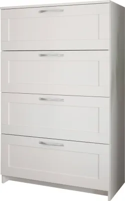 Produktbild von Kommode >Lepini< 4 Schübe, Weiß Nachbildung, Holzwerkstoff - 78x124x41cm (BxHxT)