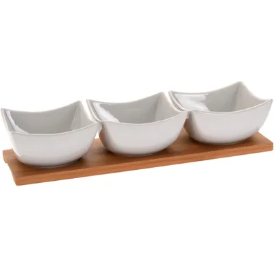 Produktbild von Koopman Excelent Houseware Aperitif-Servierteller, Porzellan, 10 x 30 x 6 cm, weiß