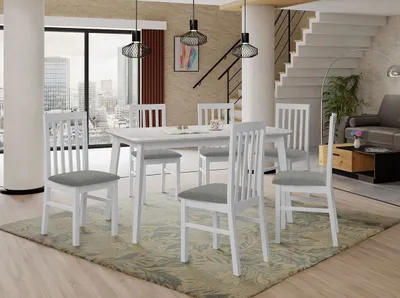 Obrázok produktu pre Zostava do jedálne 6+1 ADELBITE 6 - biela / šedá