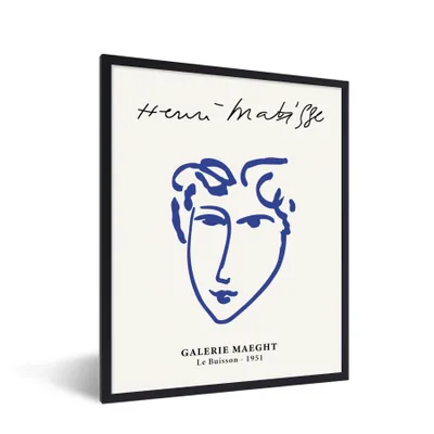 Produktbild von MuchoWow® Gerahmtes Poster Henri Matisse - Alte Meister - Porträt - Blau 60x80 cm - Poster mit Schwarzem Bilderrahmen Wandposter Rahmen Foto Bilder - Premium - Wanddeko Wohnzimmer