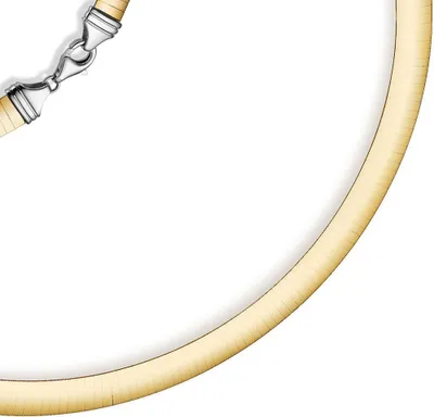 Produktbild von 8mm Halsreif Wendeomegareif Collier flach, 585 Gold Gelbgold & Weißgold 50cm