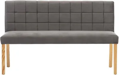 Imagen del producto de Banco tapizado en terciopelo, color gris, de 140 cm de largo