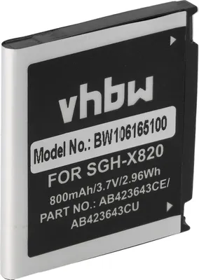 Produktbild von vhbw Akku Ersatz für Samsung AB394235CE, AB394235CECSTD, AB423643CESTD, AB423643CE, AB423643CC für Handy Smartphone Telefon (800 mAh, 3,7 V, Li-Ion)