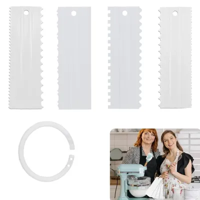 Imagen del producto de Juego de espátulas para decoración, de 4 piezas, color blanco, para pasteles y productos de repostería