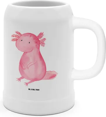 Produktbild von Mr. & Mrs. Panda Steinkrug Axolotl Niedlich - Weiß - Geschenk, Bier Seidel, Lebensstil, Keramikkrug, Bierbecher, Humpen, Krug, Fröhlich, Liebe, Weisheit, Zufrieden