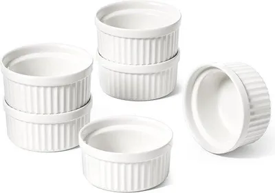 Obrázok produktu pre Keramické misky na dipy, 2 oz, mini, 10 ks, vhodné do mikrovlnnej rúry a rúry, biele