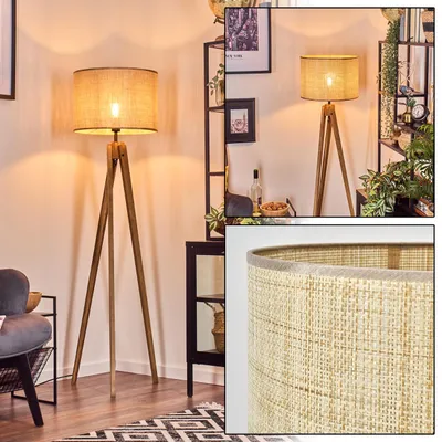 Produktbild von Reggio Stehlampe aus Holz/Papiergeflecht in Naturfarben/Beige