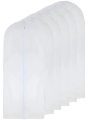 Immagine prodotto di Set di 6 sacchi per abiti, dimensioni 60 x 153 cm, traspiranti, colore bianco