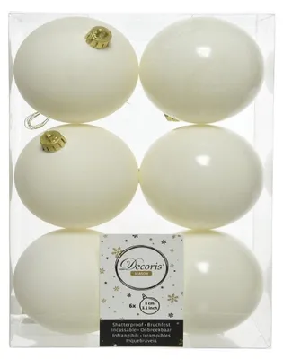 Immagine prodotto di Baubles di Natale in plastica 8cm 6 pezzi - lana bianca