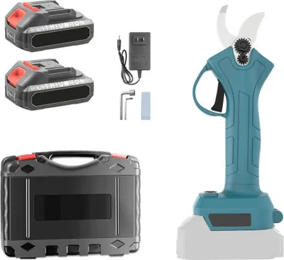 Image de Sécateur de jardin sans fil, lame longue durée, poignée ergonomique, avec 2 batteries