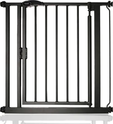 Produktbild von Auto-Close Treppenschutzgitter 75 cm - 82 cm - Matt Schwarz - Sicherheitsgitter für Türen und Flure - Einfache Installation
