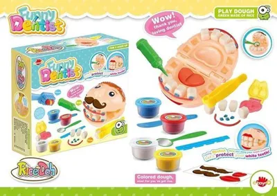 Obrázok produktu pre Modelovacia hmota pre deti – zubárska súprava na tvarovanie zubov, vyplňovanie dier a nasadzovanie zubných rovnátek