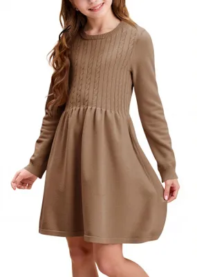 Produktbild von Elzusha – Mädchenkleid mit langen Ärmeln und Zopfmuster