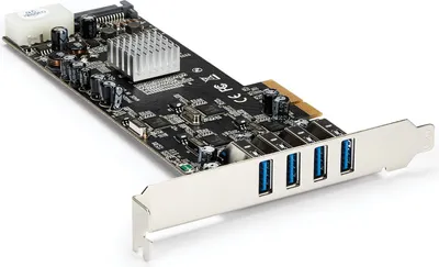 Produktbild von StarTech.com 4 Port USB 3.0 SuperSpeed PCI Express Schnittstellenkarte mit 4 5Gb/s Kanälen und UASP - SATA/LP4 Strom - USB-Adapter - PCIe x4 - USB 3.0 x 4 - für P/N: BNDTB10GI, BNDTB210GSFP, BNDTB310GNDP, BNDTB410GSFP, BNDTB4M2E1, BNDTBUSB3142
