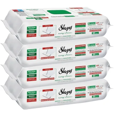 Produktbild von Roxlin Sleepy Easy Clean Bodenwischtuch 8-lagig XLarge | Micro Cyclone Technologie | Für Mop geeignet, rückstandsfrei, 50 Stück | Feuchte Bodentücher