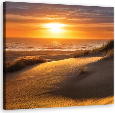 Immagine prodotto di Tela Tramonto Spiaggia Natura 40x40 Feeby Arancione quadro per la parete pronto per essere appeso