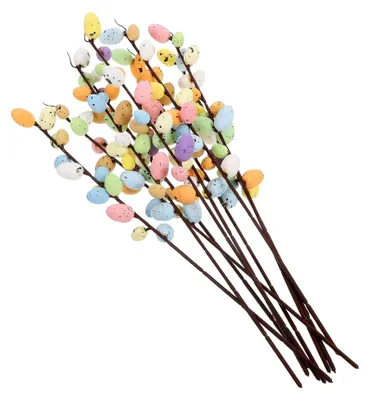 Produktbild von 10 Stück Künstliche Ostereierzweige Bunt 45cm Foam Dekoration für Osterfloristik und Frühlingsarrangements