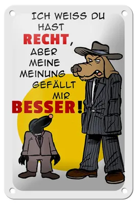 Produktbild von Blechschild Spruch 12x18cm meine Meinung gefällt mir besser