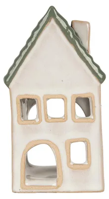 Produktbild von Clayre & Eef Teelichthalter Haus 7x7x13 cm Grau Keramik
