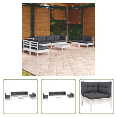Produktbild von The Living Store 9-tlg. Garten-Lounge-Set mit Kissen Kiefer Massivholz