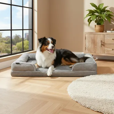 Produktbild von belviona Memoryfoam Hundebett orthopädisch, gelenkschonend & wasserabweisend mit abnehmbaren Bezug, 122x89x20 cm