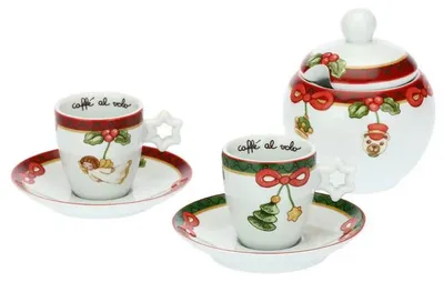 Produktbild von Thun Set mit 2 Espressotassen und Zuckerdose Magico Natale P4467P00/Abverkauf nur solange Vorrat reicht